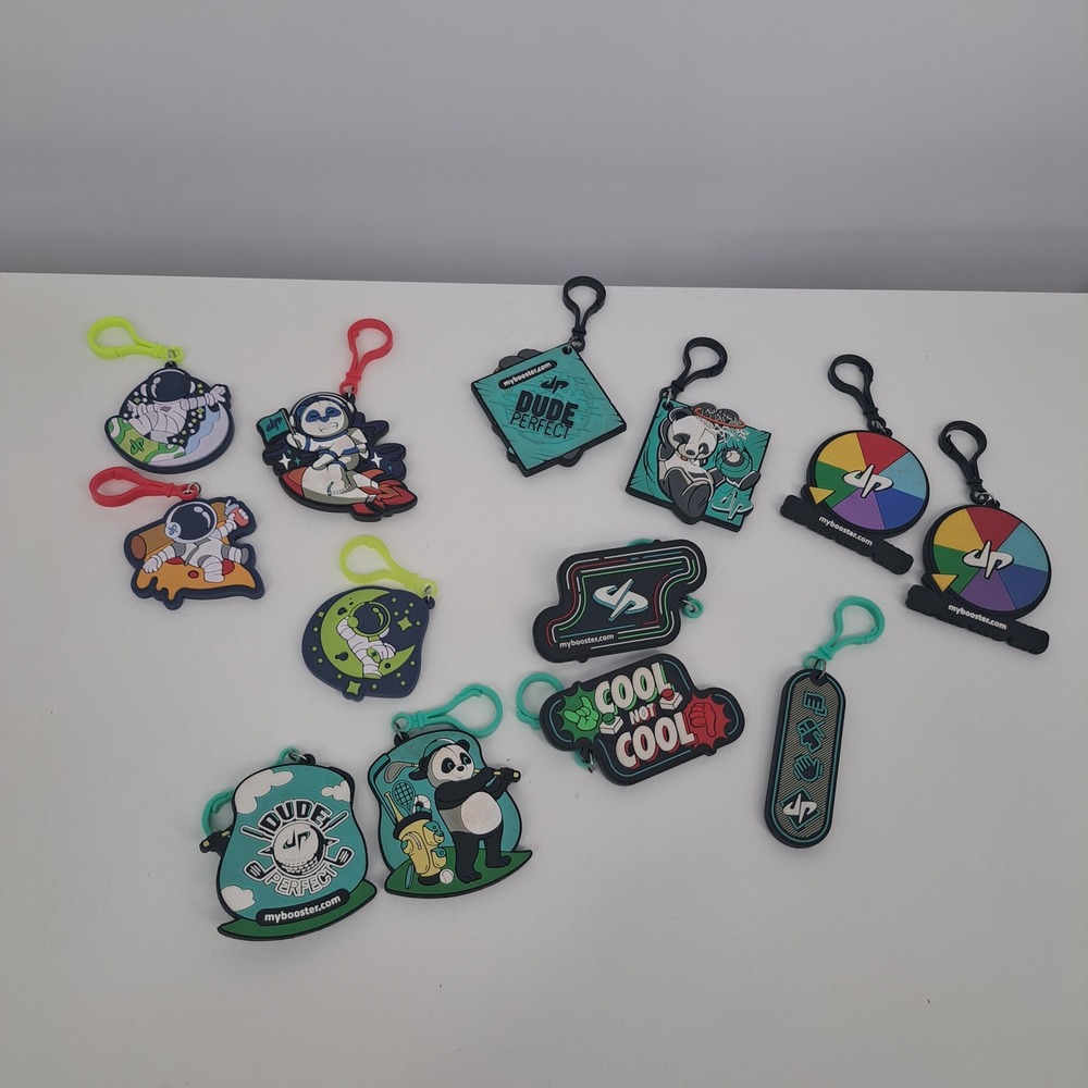 Dude Perfect Rubber Keychain Lot of 12 Astronaut Panda Golf Sports MyBooster